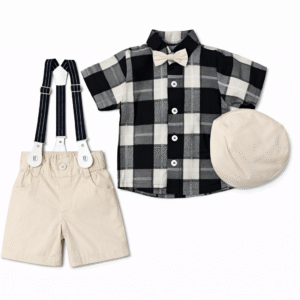 Boys H/S Checkered Set with Gallace/Cap