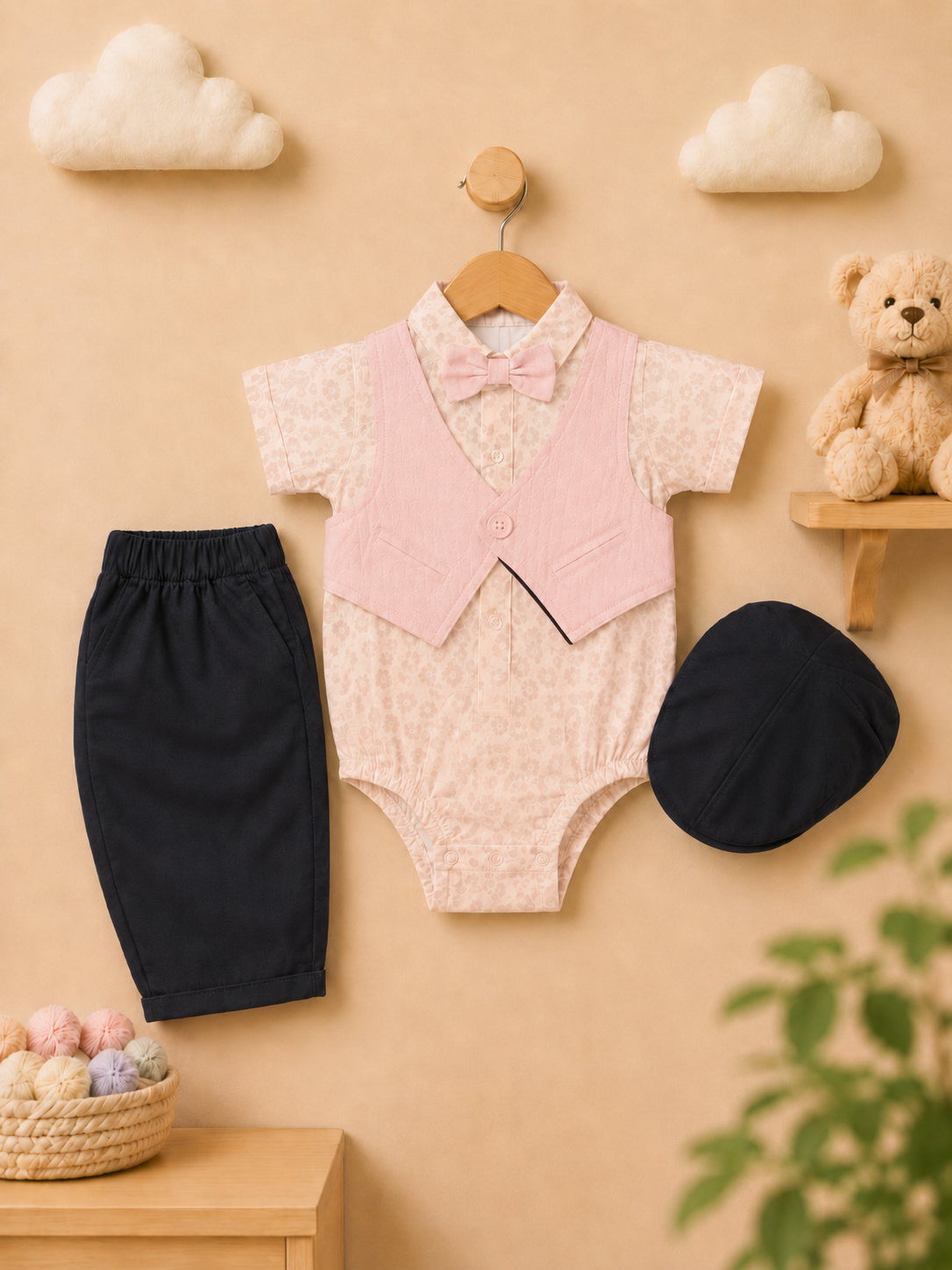 Waistcoat Romper W/Cap